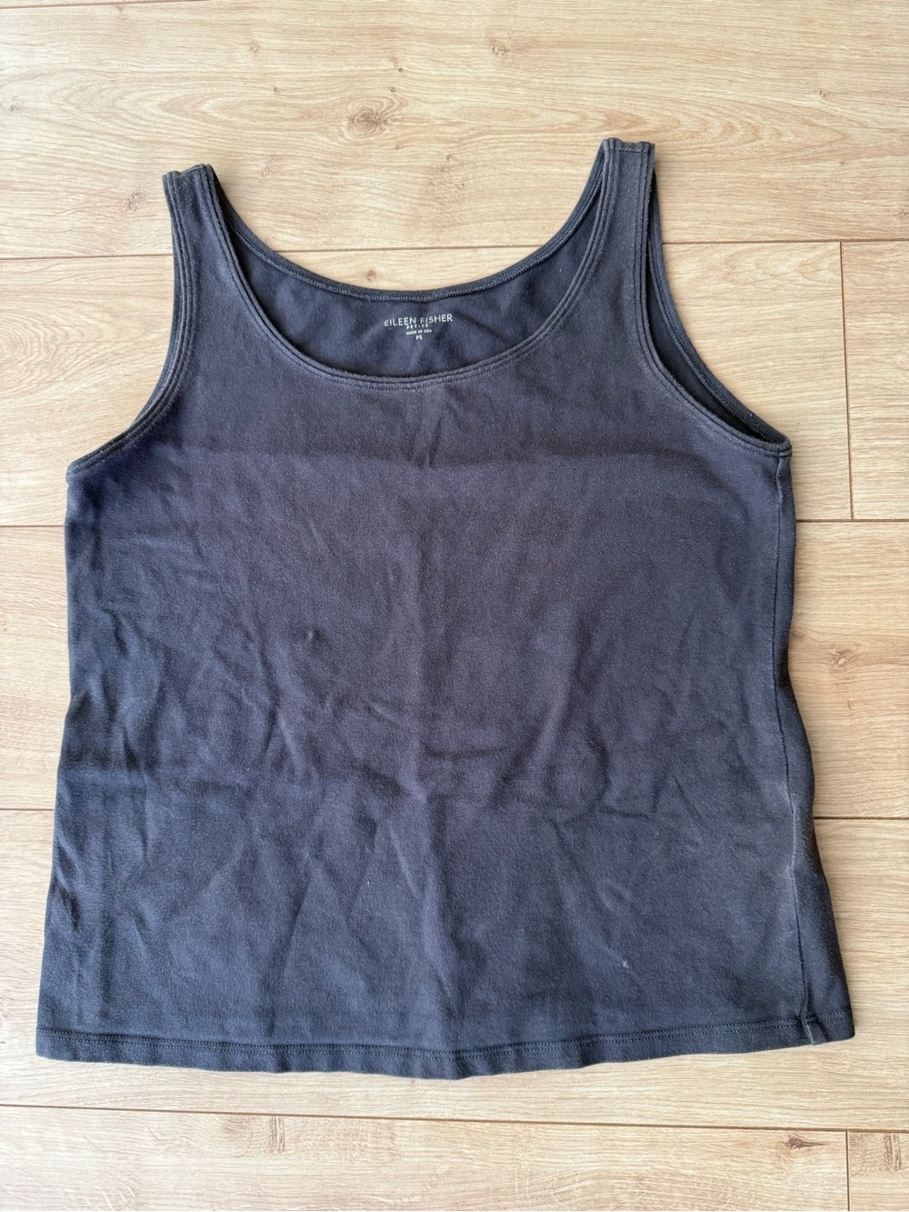 Eileen Fisher Charcoal Organic Cotton Tank PS Petite Stretch Minimalist Basic
